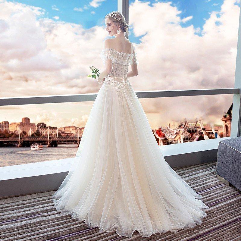 ウエディングドレス 結婚式 安い 白 レース ウエディングドレス ロングドレス 花嫁 ブライダル aライン 二次会 パーティードレス 演奏会 フォーマルドレス_3