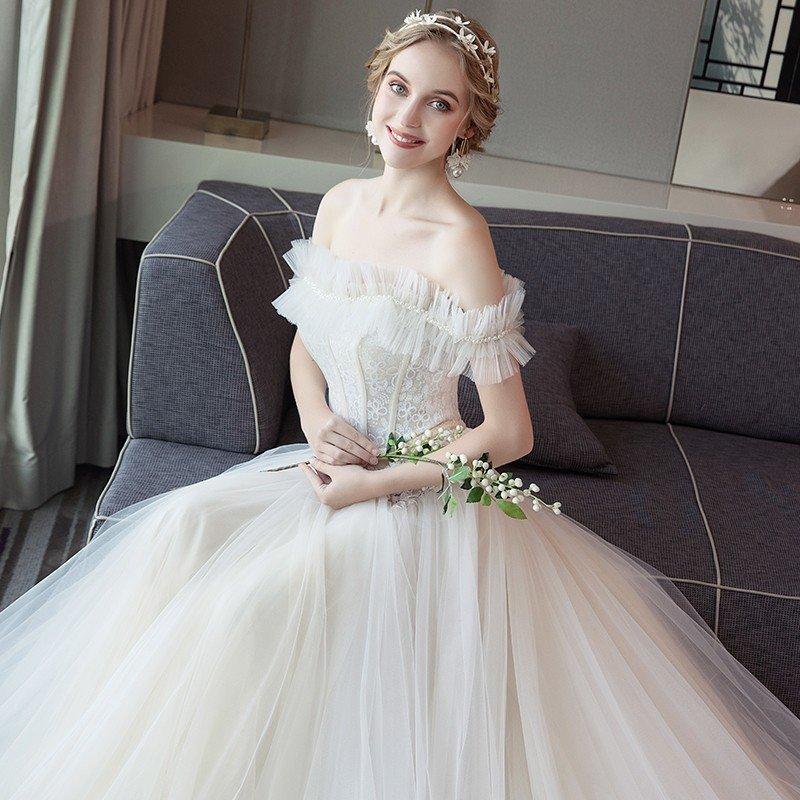 ウエディングドレス 結婚式 安い 白 レース ウエディングドレス ロングドレス 花嫁 ブライダル aライン 二次会 パーティードレス 演奏会 フォーマルドレス_6