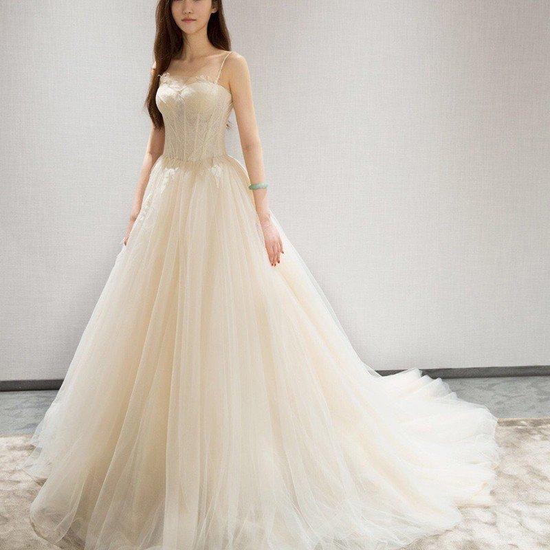 ウエディングドレス 花嫁 結婚式 ウェディングドレス aライン ドレス 演奏会 二次会 花嫁 パーティードレス 披露宴 ブライダル ロングドレス 小きいサイズ_1