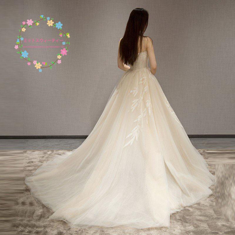ウエディングドレス 花嫁 結婚式 ウェディングドレス aライン ドレス 演奏会 二次会 花嫁 パーティードレス 披露宴 ブライダル ロングドレス 小きいサイズ_2