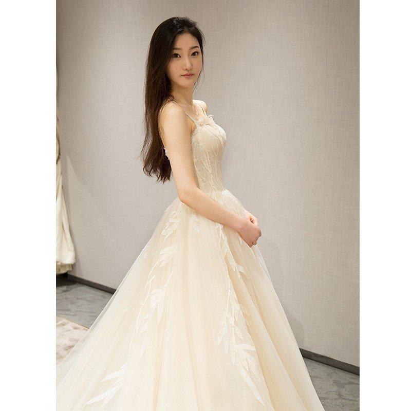 ウエディングドレス 花嫁 結婚式 ウェディングドレス aライン ドレス 演奏会 二次会 花嫁 パーティードレス 披露宴 ブライダル ロングドレス 小きいサイズ_3