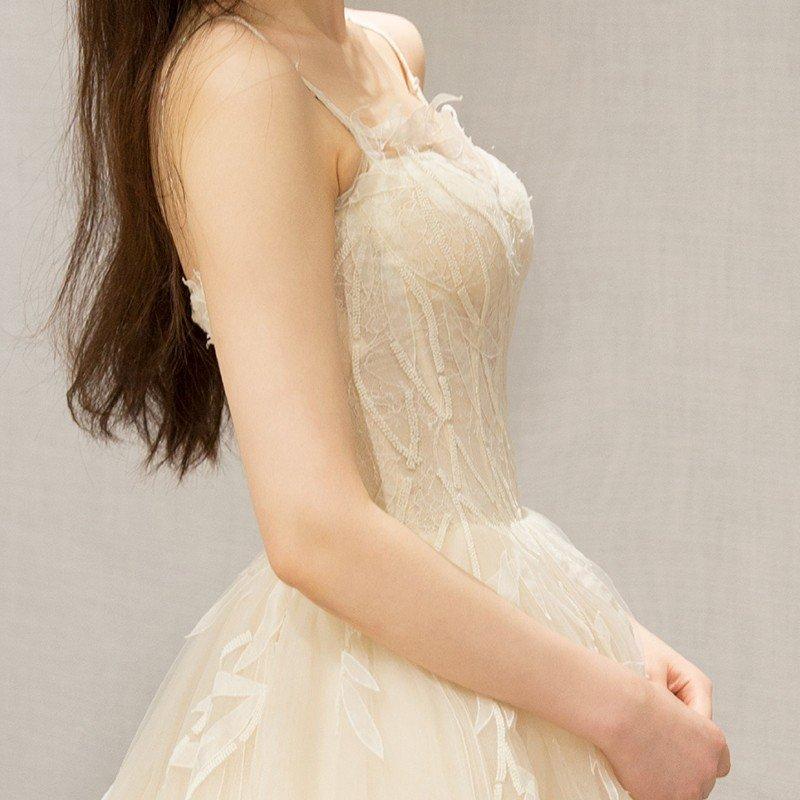 ウエディングドレス 花嫁 結婚式 ウェディングドレス aライン ドレス 演奏会 二次会 花嫁 パーティードレス 披露宴 ブライダル ロングドレス 小きいサイズ_4