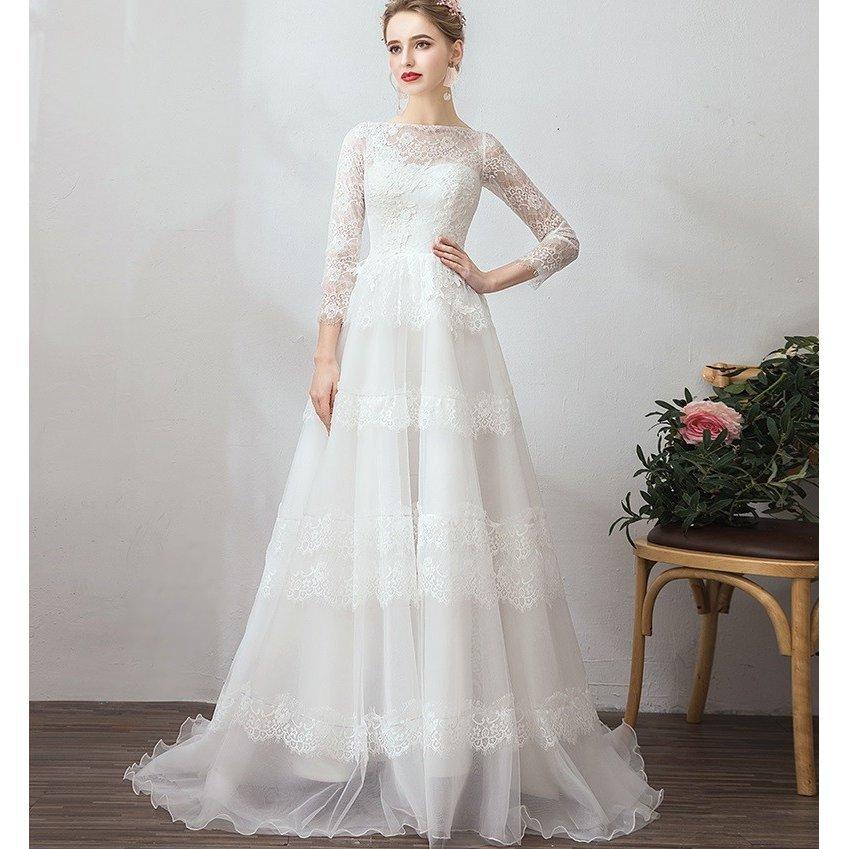 ウェディングドレス 二次会 花嫁ドレス 結婚式 ドレス パーティードレス Aライン おしゃれ シンプル ロングドレス 二次会 披露宴 フォーマル 大きいサイズ Newazhs174 ミットスウィーティー 通販 Yahoo ショッピング