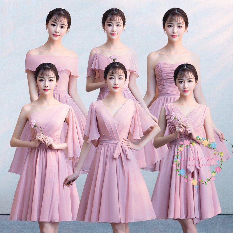 ブライズメイドドレス ミニ 安い 結婚式 カラードレス 花嫁 披露宴 二次会 お呼ばれドレス パーティードレス ピンク ブライダル セレモニードレス 大きいサイズ Newbnlf003 ミットスウィーティー 通販 Yahoo ショッピング