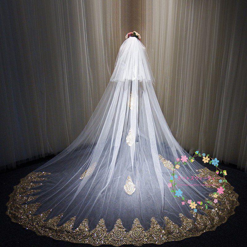 ウエディングベール オフホワイト ロングベール 安い コーム付き 結婚