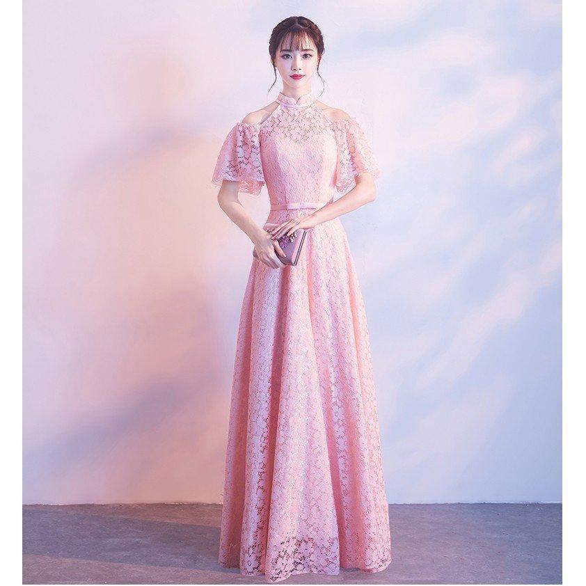 カラードレス ピンク 演奏会 ロングドレス 半袖 安い パーティードレス 結婚式 花嫁 フォーマルドレス 二次会 イブニングドレス コンサート カラードレス ロング 演奏会 安い ピンク 半袖 二次会 パーティー