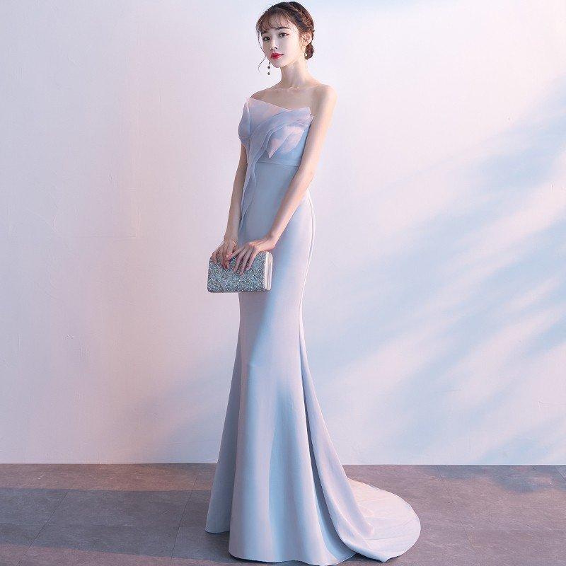 ロングドレス 演奏会 カラードレス 袖あり 花嫁 カクテルドレス 安い 結婚式 イブニングドレス 二次会 パーティードレス フォーマル 発表会 コンサート ステージ_1