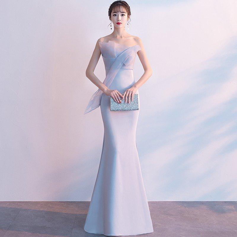 ロングドレス 演奏会 カラードレス 袖あり 花嫁 カクテルドレス 安い 結婚式 イブニングドレス 二次会 パーティードレス フォーマル 発表会 コンサート ステージ_2