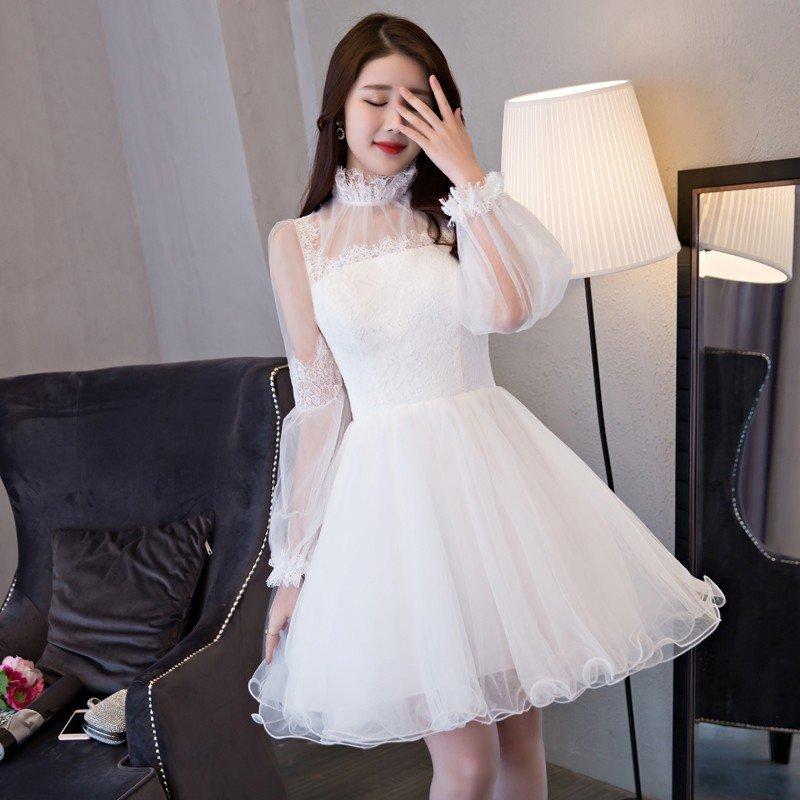 カラードレス ミニ 安い 長袖 結婚式 10代 20代 30代 披露宴