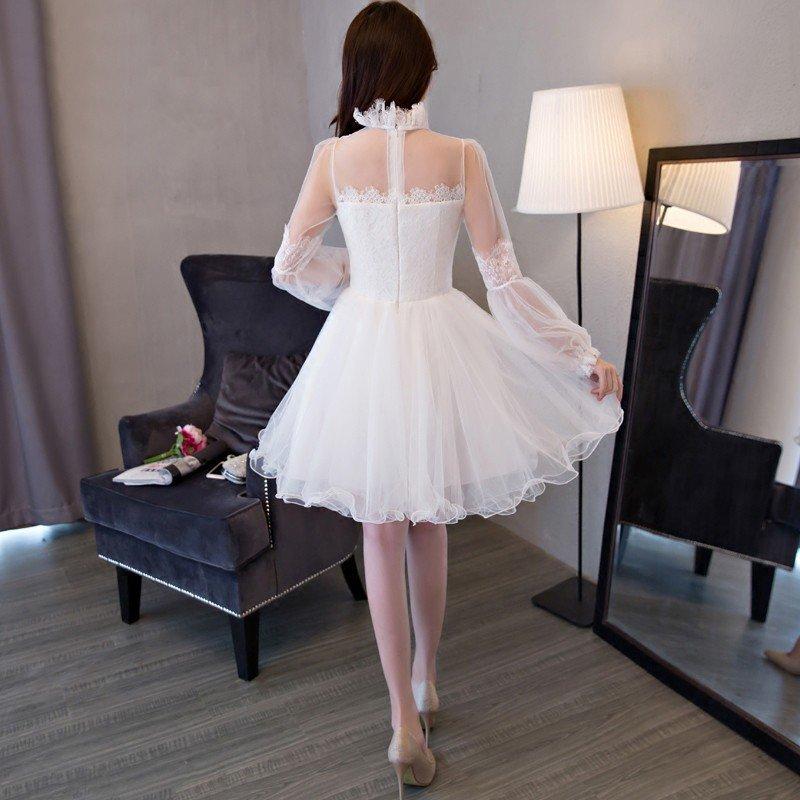 カラードレス ミニ 安い 長袖 結婚式 10代 20代 30代 披露宴  