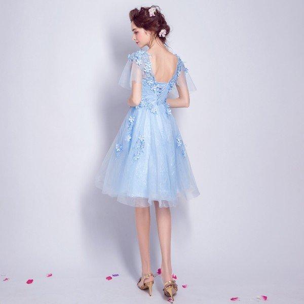 ミニドレス 青 安い... : レディース服 カラードレス 半袖 格安大人気