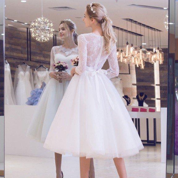 32 割引大人の上質 ウエディングミニドレス白安い上品レース袖あり結婚式ワンピース発表会演奏会披露宴 ワンピース ドレス レディース服 Urbanfarminginstitute Org