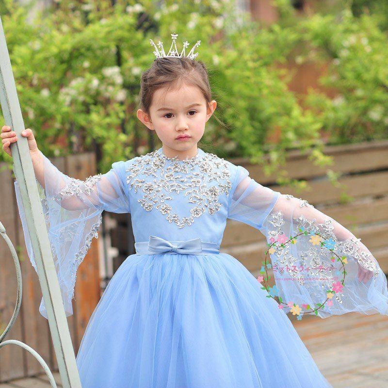子供ドレス ピアノ発表会 青 安い キッズドレス ロングドレス 入園式 子どもドレス 結婚式 ワンピースドレス 卒業式 パーティードレス 二次会_3