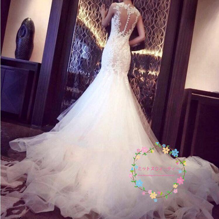 マーメイドラインドレス 白 二次会 安い 花嫁 長袖 秋冬 ウエディング  