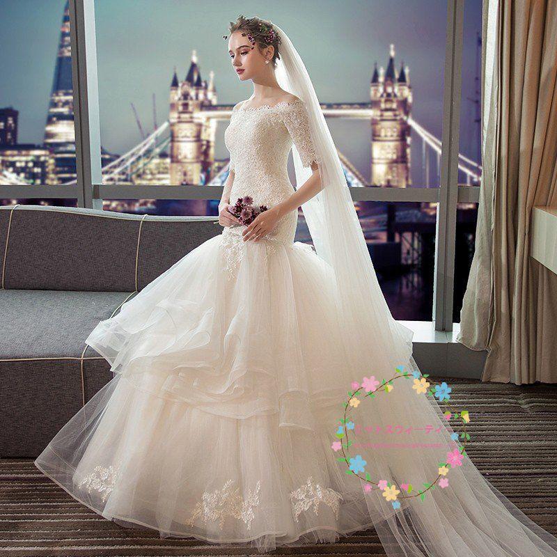 ウエディングドレス 安い 袖あり 花嫁 結婚式 白 マーメイドラインドレス 二次会 ロングドレス パーティードレス シンプル レース 衣装 披露宴 大きいサイズ Newywhs94 ミットスウィーティー 通販 Yahoo ショッピング