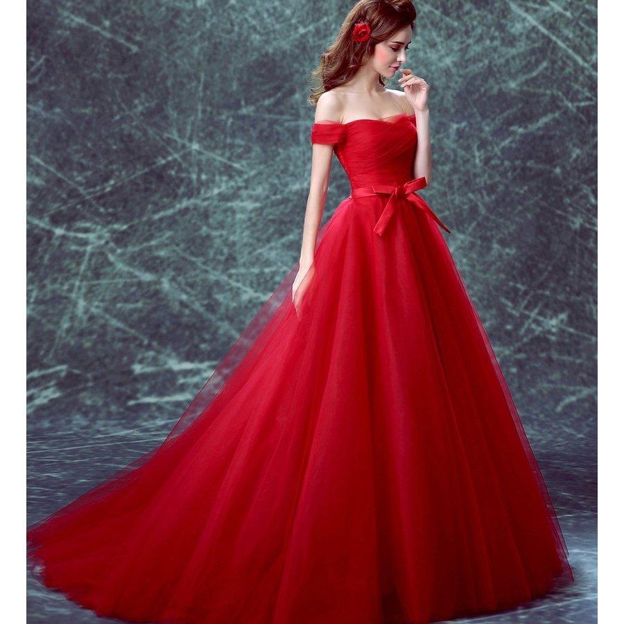 ウエディングドレス 赤 カラードレス 演奏会 安い パーティードレス 