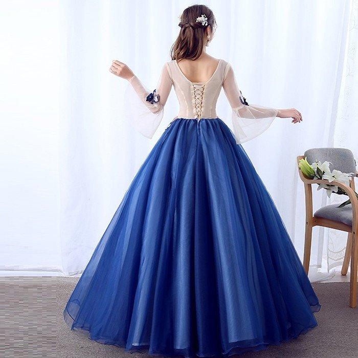 長袖 カラードレス 演奏会用ロングドレス ウェディングドレス ロング  