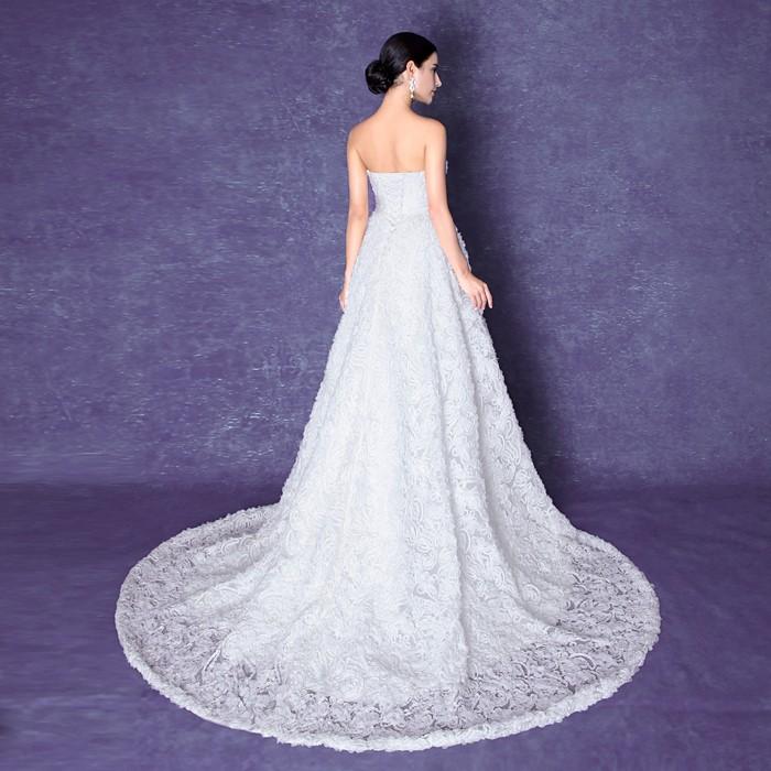 ウェディングドレス ロング 安い トレーンドレス 前ミニ ウエディングドレス 二次会 エンパイア 花嫁 パーティードレス 披露宴 ブライダル 結婚式 aラインドレス_2