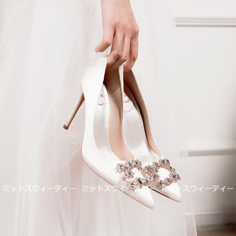 ウェディング シューズ 3色 パンプス レディースシューズ ウエディングシューズ 二次会 発表会 成人式 パーティーパンプス ブライダル靴 ハイヒール ピンヒール | 