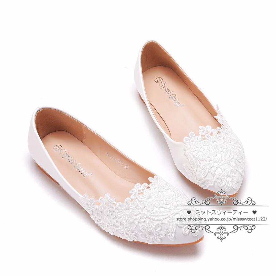 ウエディングシューズ ウェディングシューズ レディース靴 パンプス フラットシューズ 結婚式 花嫁 ブライダル 二次会 パーティー 披露宴 ホワイト 花 レース |  | 07