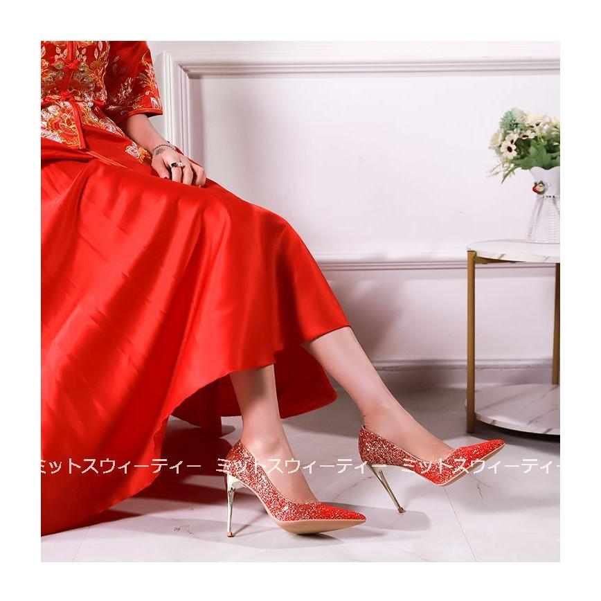 ウエディングシューズ レディース靴 レッド フォーマルパンプス 花嫁