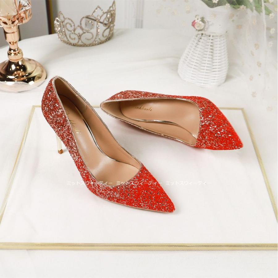 ウエディングシューズ レディース靴 レッド フォーマルパンプス 花嫁