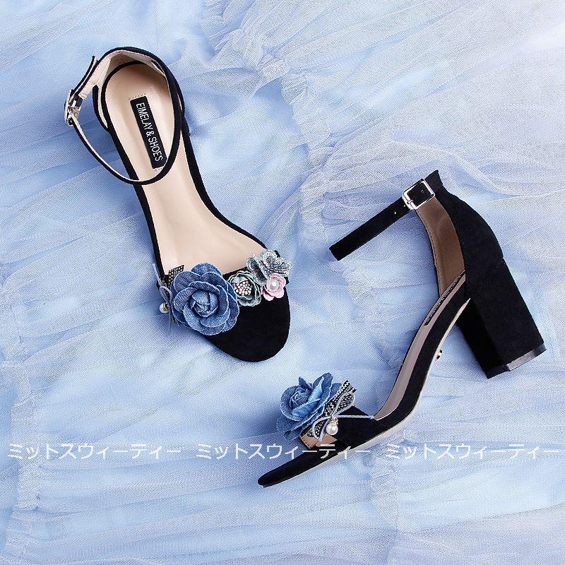 ウエディングシューズ?結婚式?ウェディング ハイヒール?二次会?パーティー フォマールサンダル?花嫁?2次会?披露宴?ブライダル ホワイト ブラック 太めヒール | 