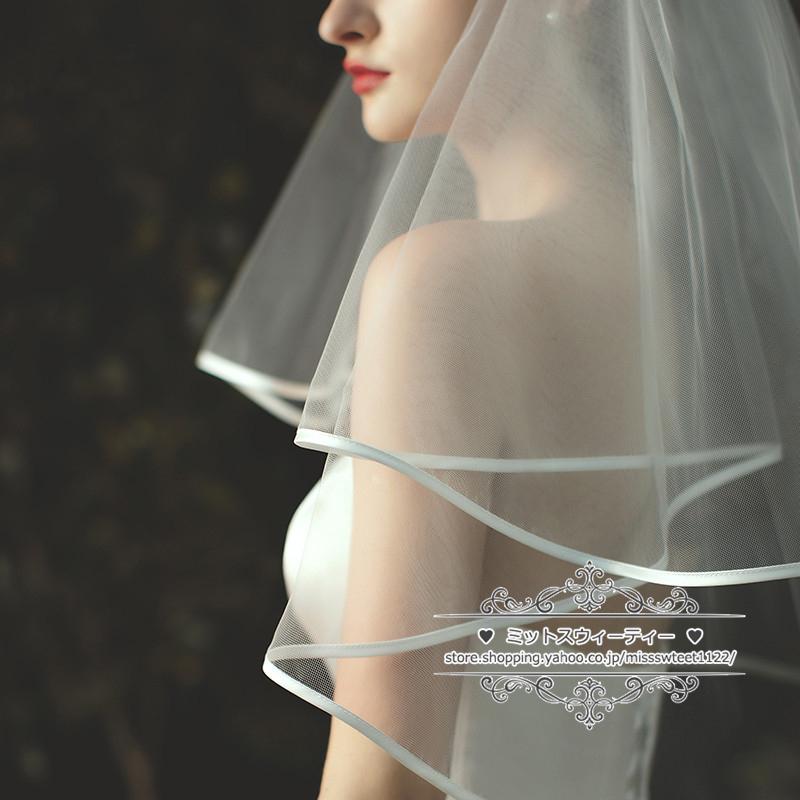 【翌日配送可】★送料無料★コーム付き★ウエディング，ベール，ヴェール，ブライダル，ウェディング，フェイスアップ・ウェディングベー ウエディングベール コーム付き 2段 リボンエッジ ウェディングベール