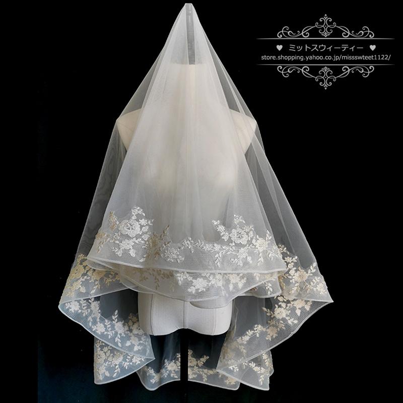 ウエディングベール オフホワイト シャンパン ウェディングベール