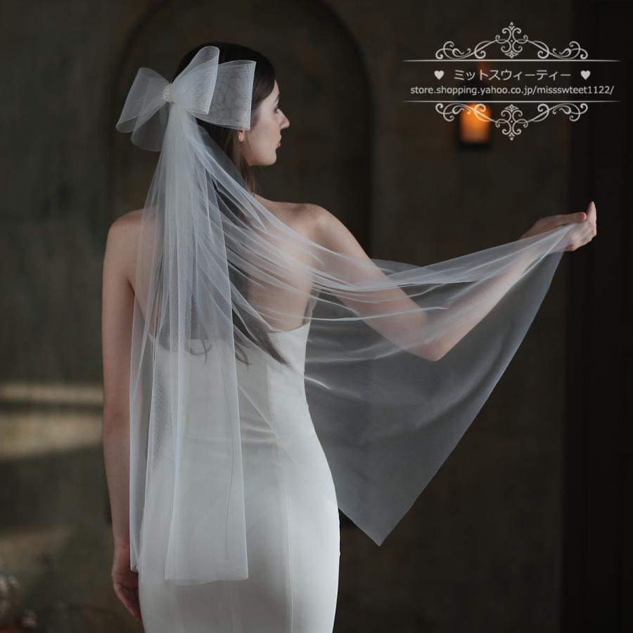 ウエディングベール ウェディングベール ミディアムベール ミドルベール ホースヘアリボン ヘアピン ブライダル 結婚式 二次会 披露宴 花嫁