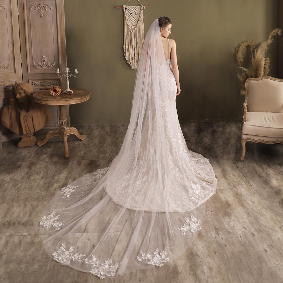 ミドルベール レース ウエディングベール ウェデイング ベール ウェディング小物 ヴェール 結婚式 花嫁 ブライダル 二次会 披露宴 挙式 前撮り オフホワイト 注目の