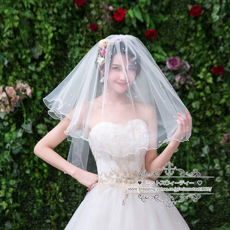 即納 ウエディングベール ウェディングベール パール フェイスアップ