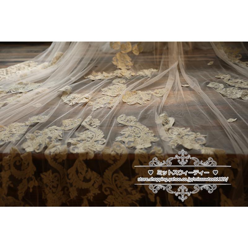 ウエディングベール ウェディングベール シャンパン レース ヴェール