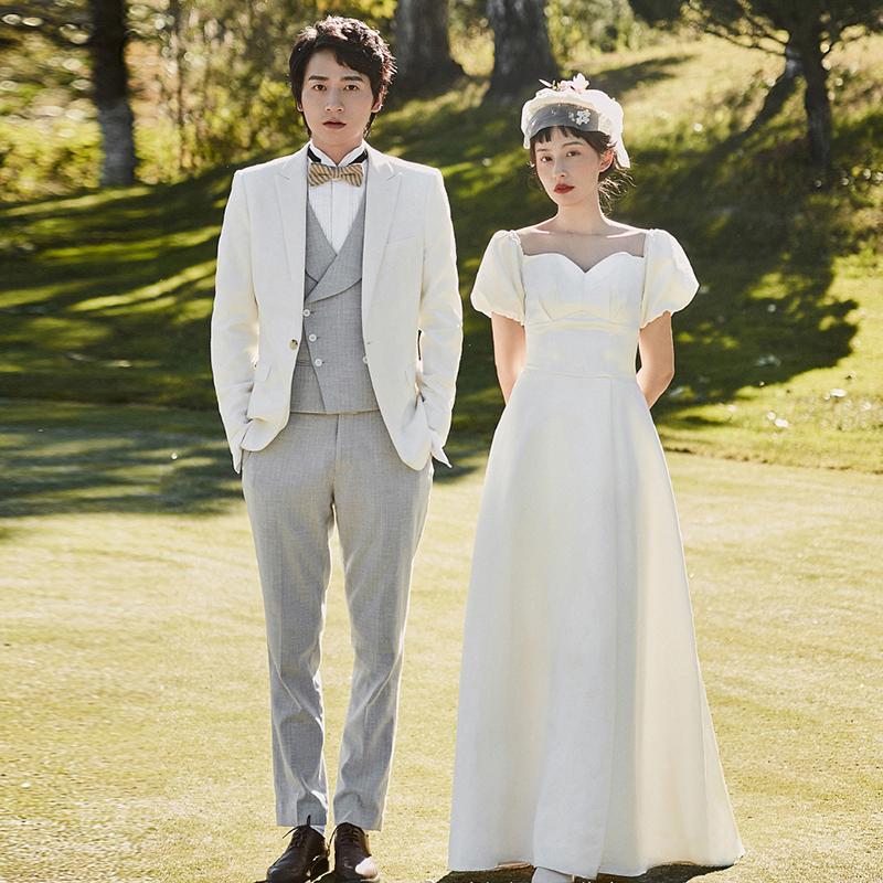 ウェディングドレス 二次会 結婚式 ブライダル ロングドレス サテン