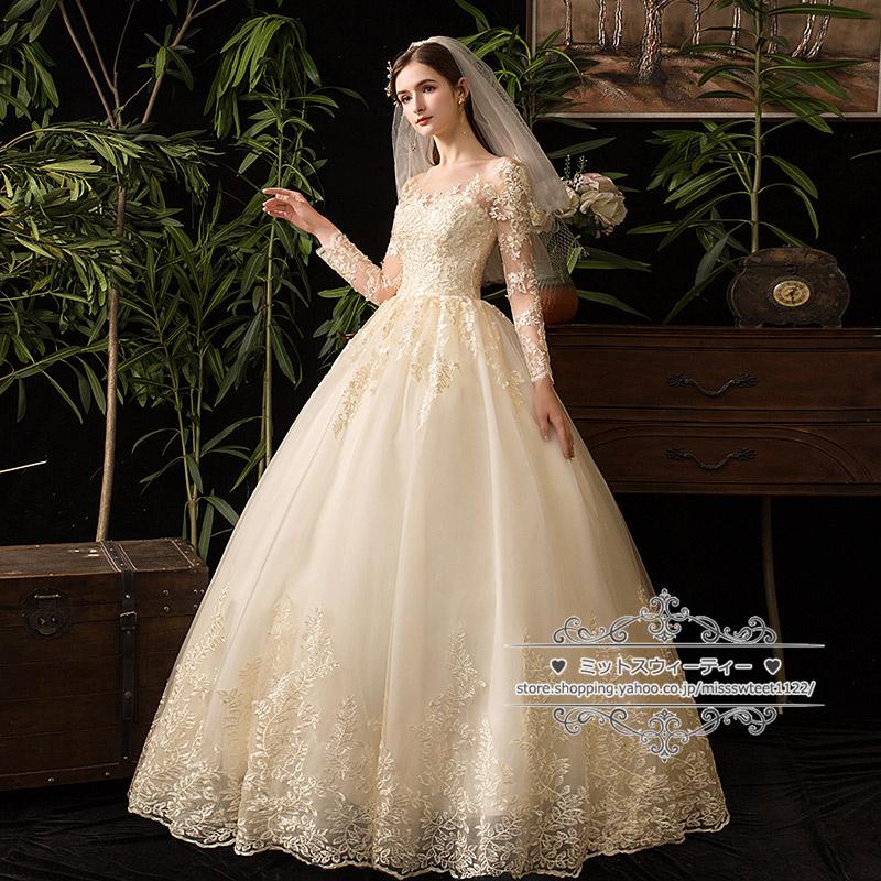 ウェディングドレス シャンパン オフホワイト 二次会 結婚式 披露宴