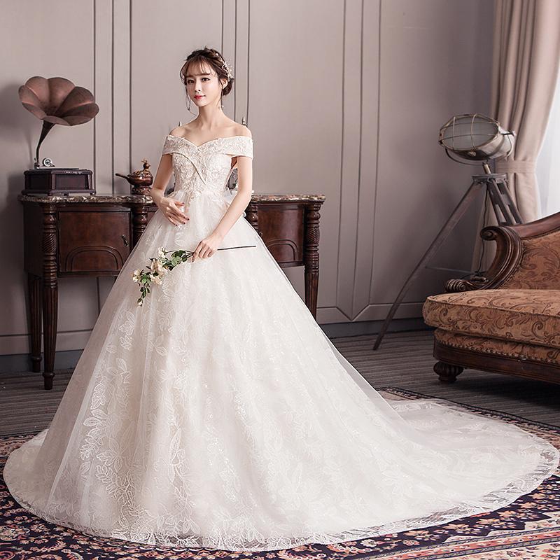 ウェディングドレス XS-6XL マタニティ シャンパン 二次会 結婚式 披露宴 ブライダル オフショルダー リーフ柄 花嫁 ウエディング プリンセスライン 編み上げ