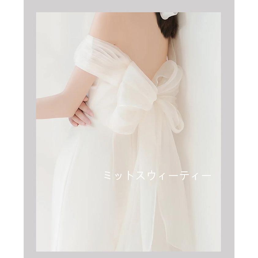 ウエディングドレス 後ろリボン 結婚式 二次会 スレンダードレス 花嫁