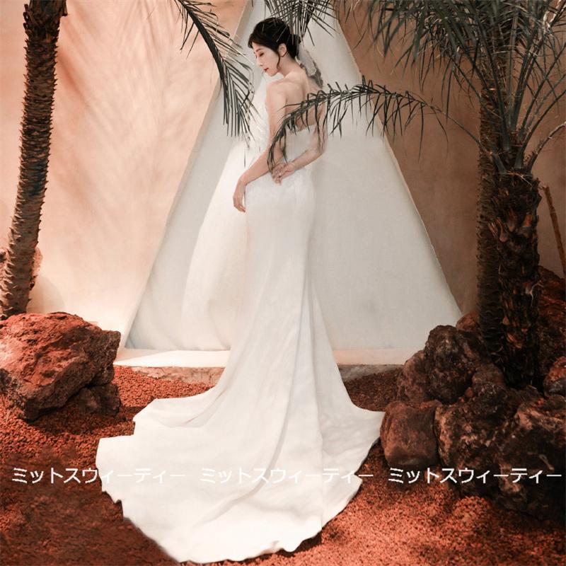 ウェディングドレス マーメイドラインドレス パフスリーブ