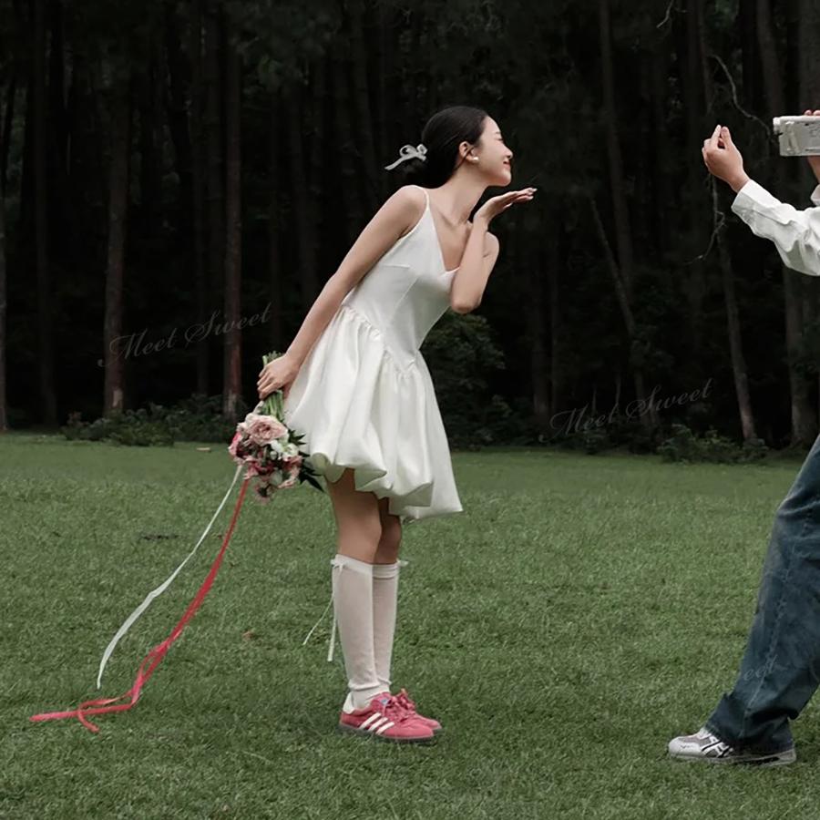 ウェディングドレス ミニ ショート丈 ミニドレス バルーン 二次会 結婚