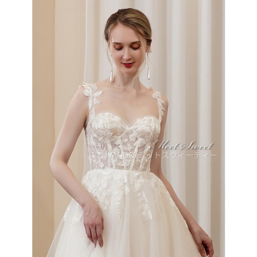 ウェディングドレス 2way ベアトップドレス レース 取り外し可能肩紐 オフショルダー 花嫁 結婚式 二次会 前撮り ドレス ブライダル ウエディングドレス_1