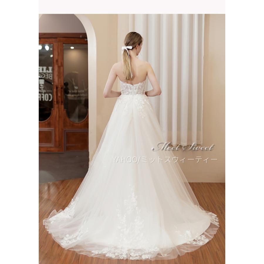 ウェディングドレス 2way ベアトップドレス レース 取り外し可能肩紐 オフショルダー 花嫁 結婚式 二次会 前撮り ドレス ブライダル ウエディングドレス_5