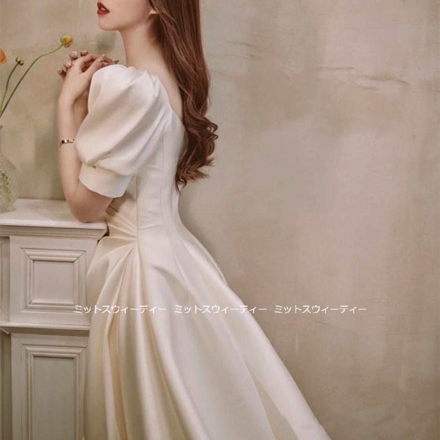 ウェディングドレス ロングドレス Aラインドレス 半袖 Vネック 二次会 結婚式 前撮り 後撮り ブライダル 花嫁 ワンピース 韓国風 ウエディングドレス ウェディングドレス aラインドレス 半袖 ウエディングドレス スクエア