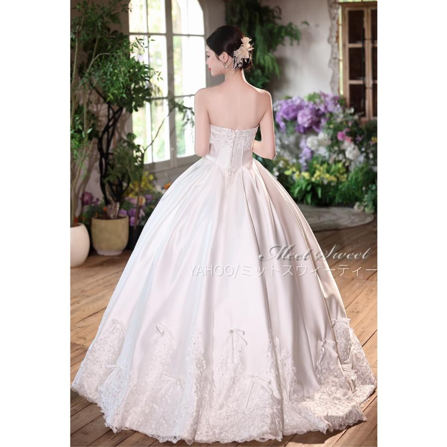 ★陶製レース人形★ウエディングドレス★花嫁★結婚★ハンドメイド ウェディングドレス 王道ドレス ベアトップ サテン レース リボン 花嫁