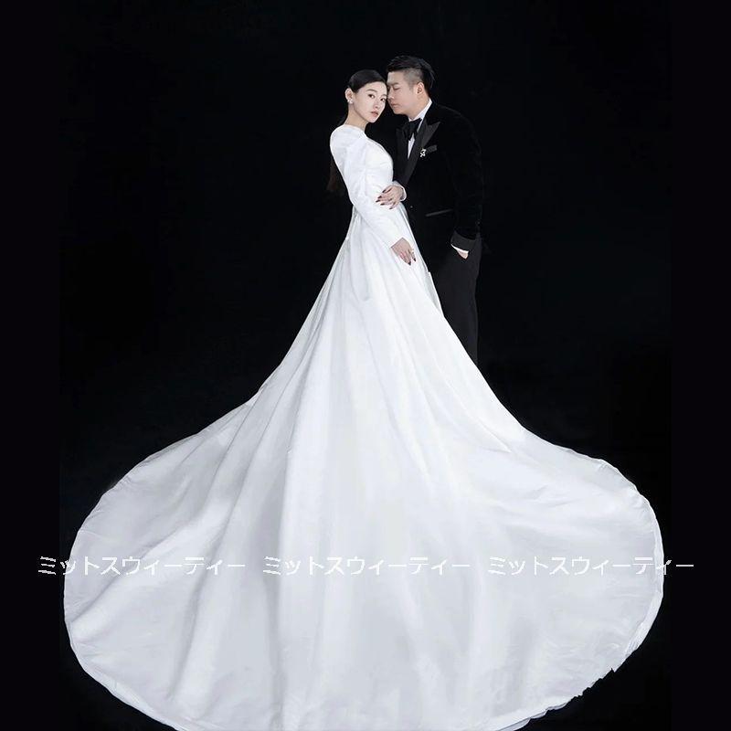 ウェディングドレス 長袖 Aラインドレス ウエディングドレス 前撮り 二次会 花嫁 パーティードレス 披露宴 結婚式 ロングドレス 演奏会 後撮り 小さいサイズ Wd217 ミットスウィーティー 通販 Yahoo ショッピング