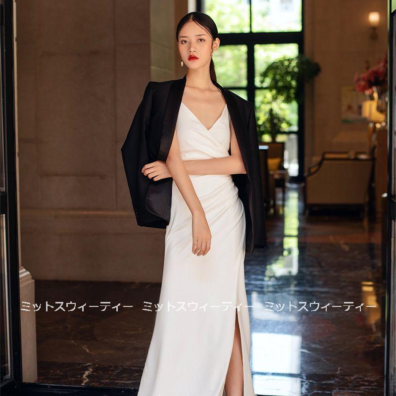 ウェディングドレス ソフトスレンダードレス バックレス ウエディングドレス 二次会 花嫁 パーティードレス 披露宴 結婚式 ロングドレス 演奏会 前撮りドレス