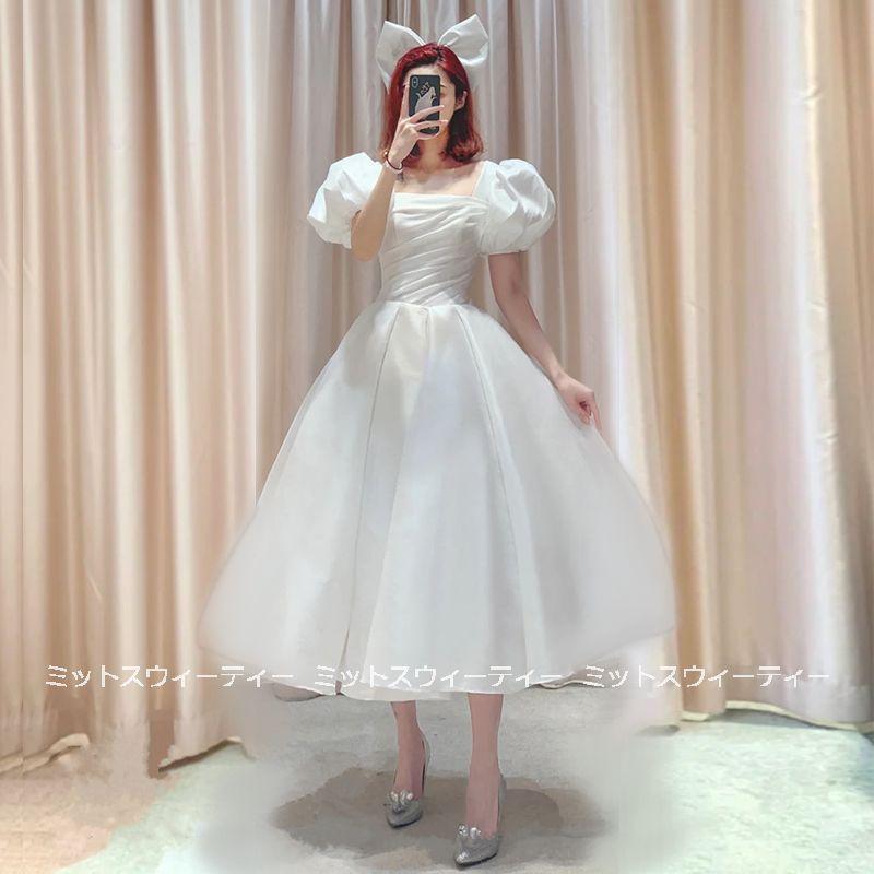 ウェディングドレス プリンセスラインドレス ミモレ丈 ウェディングドレス プリンセスラインドレス ミモレ丈