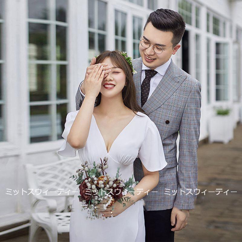 ウェディングドレス 半袖 ソフトマーメイドドレス 結婚式 ウエディングドレス 二次会 ブライダル 花嫁 パーティードレス 披露宴 ロングドレス ハネムーンフォト_1