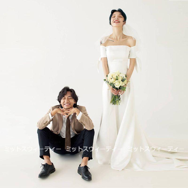 ウェディングドレス オフショルダー aラインドレス ウエディングドレス 二次会 花嫁 パーティードレス 披露宴 ブライダル 結婚式 ロングドレス 演奏会 前撮り