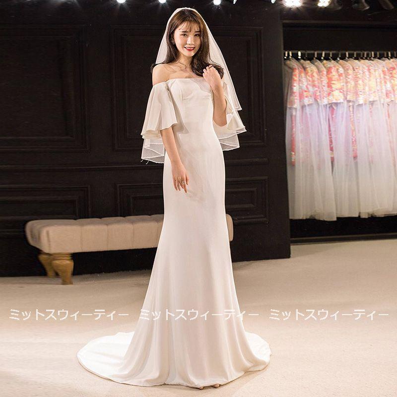 ウェディングドレス マーメイドライン ウエディングドレス エンパイア 二次会 花嫁 ブライダル 結婚式 ロングドレス 演奏会 パーティードレス ハネムーンフォト_1