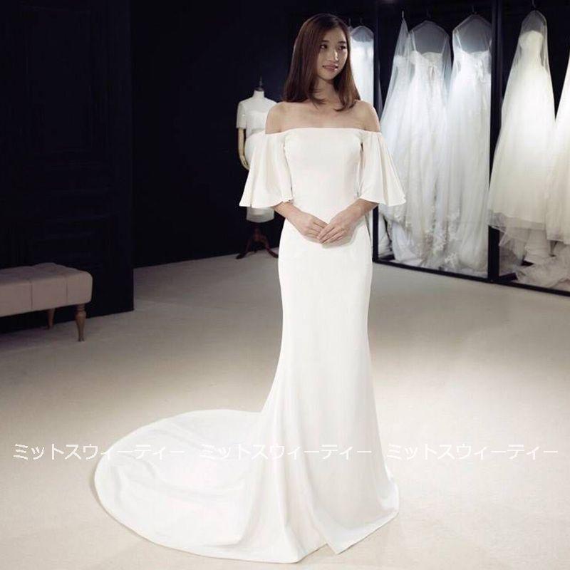 ウェディングドレス マーメイドライン ウエディングドレス エンパイア 二次会 花嫁 ブライダル 結婚式 ロングドレス 演奏会 パーティードレス ハネムーンフォト_2